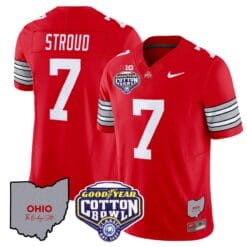 Alternative view of CJ Stroud Jersey #7 Ohio State Buckeyes Cotton Bowl Patch Stitched Football