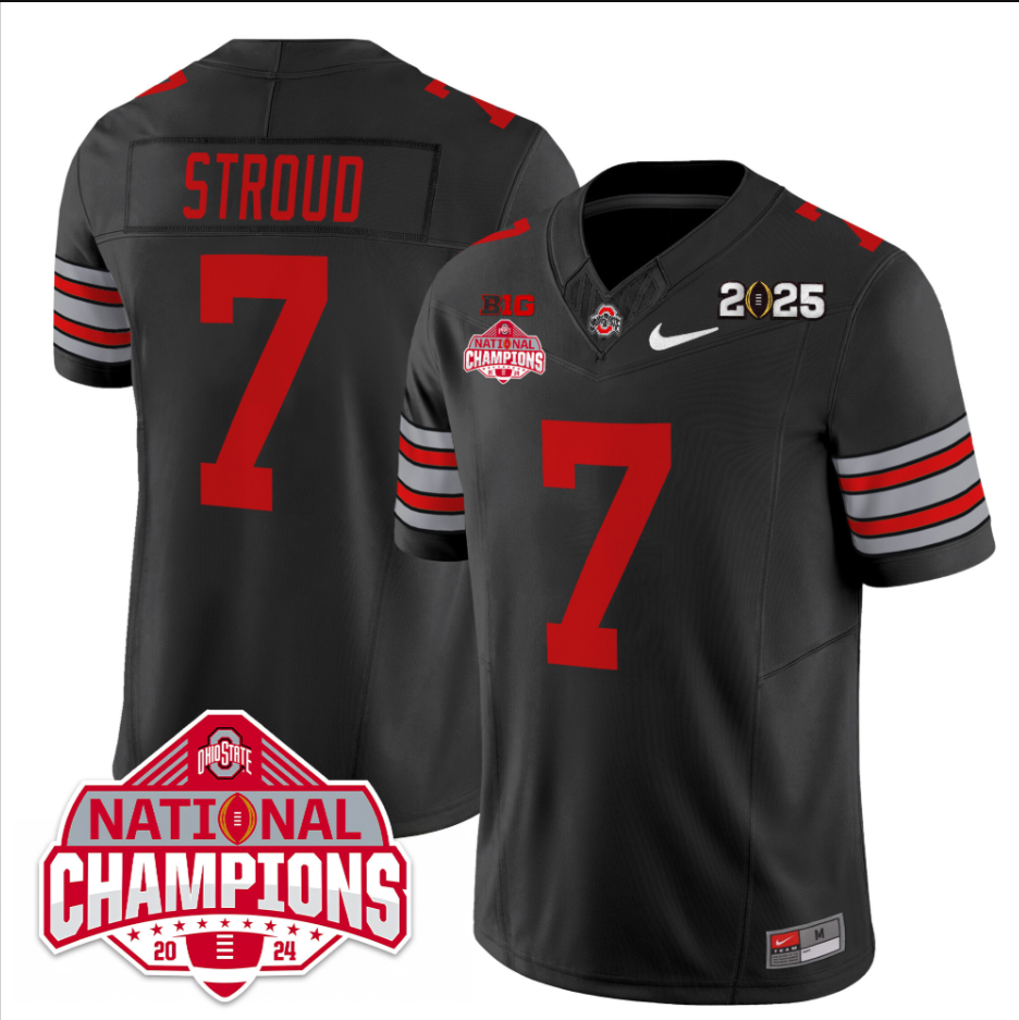 CJ Stroud Jersey #7 Ohio State 2025 CFP Patch National Champions Football All Stitched - Image 4