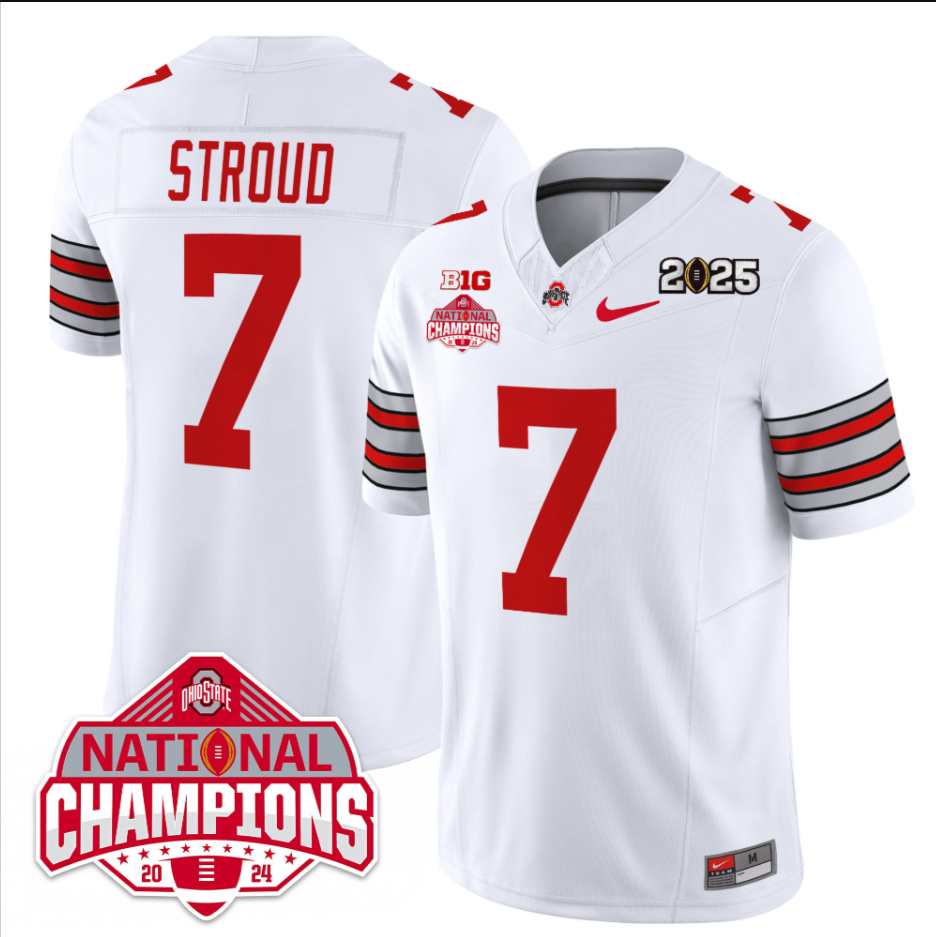 CJ Stroud Jersey #7 Ohio State 2025 CFP Patch National Champions Football All Stitched - Image 5