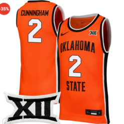 Alternative view of Case Kunninghams Jersey #2 Oklahoma State Cowboys Basketball Stiched Black