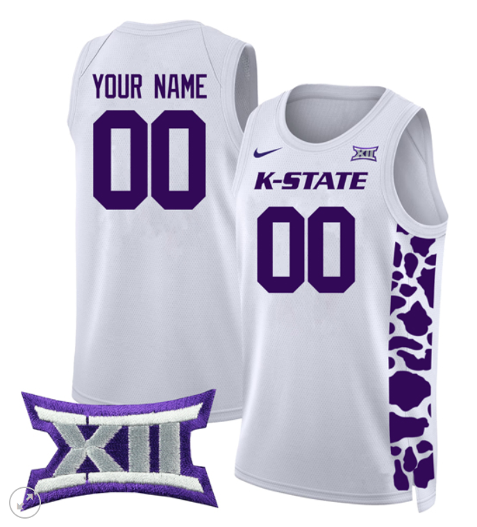 Custom Kansas State Wildcats Jersey College Basketball Stiched Game White