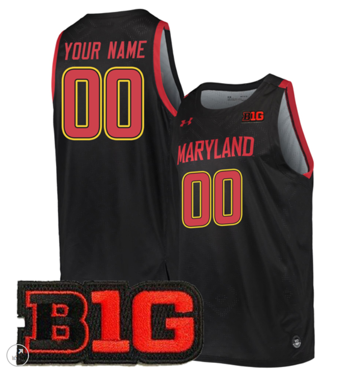 Custom Maryland Terrapins Jersey College Basketball Stiched Game Black