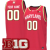 Custom Maryland Terrapins Jersey College Basketball Stiched Red