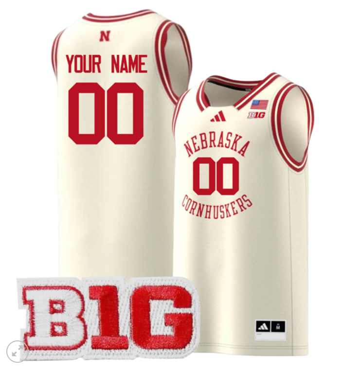 Custom Nebraska Cornhuskers Jersey College Basketball Stiched Cream