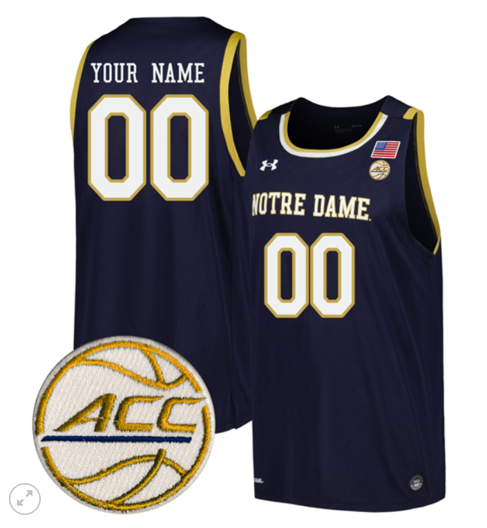 Custom Notre Dame Fighting Irish Jersey Basketball Stiched Navy