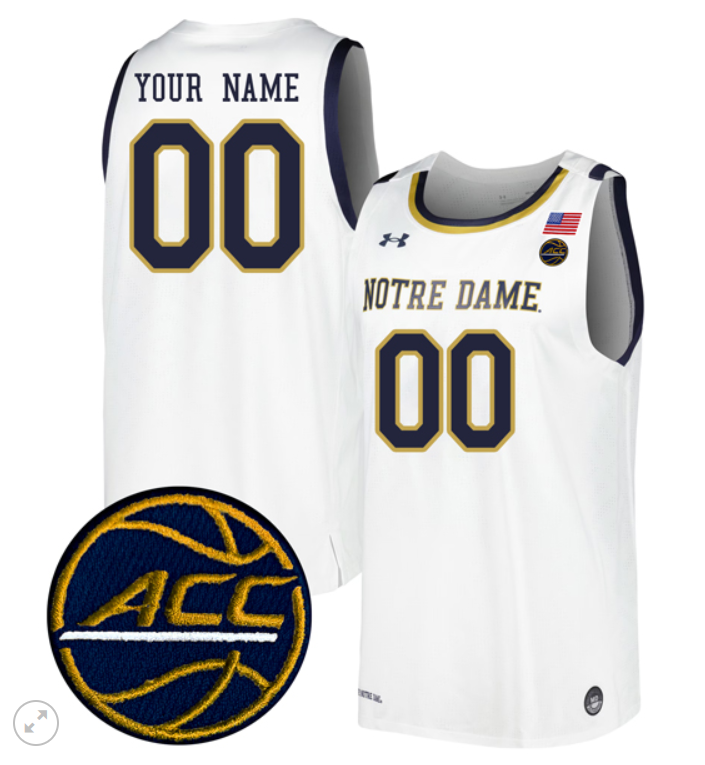 Custom Notre Dame Fighting Irish Jersey Basketball Stiched White