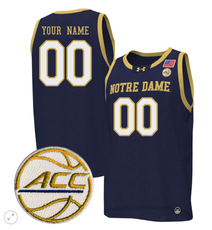 Custom Notre Dame Fighting Irish Jersey NCAA Basketball Stiched Navy