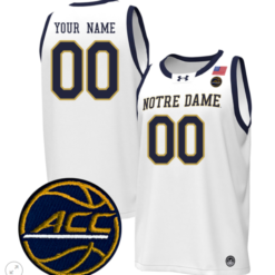 Custom Notre Dame Fighting Irish Jersey NCAA Basketball Stiched White