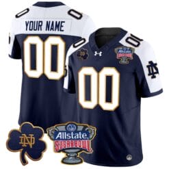 Alternative view of Custom Notre Dame Fighting Irish Jersey Name, Number 2024 Sugar Bowl Patch V2 Alternate Football All Stitched