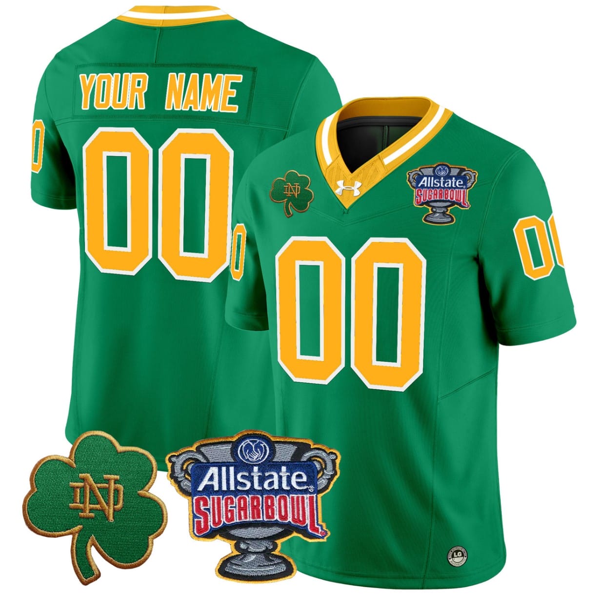 Custom Notre Dame Fighting Irish Jersey Name, Number 2024 Sugar Bowl Patch V2 Alternate Football All Stitched - Image 3