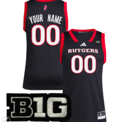 Alternative view of Custom Rutgers Scarlet Knights Jersey College Basketball Stiched Away