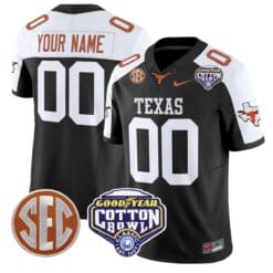 Custom Texas Longhorns Jersey Name, Number Cotton Bowl Patch Alternate Football