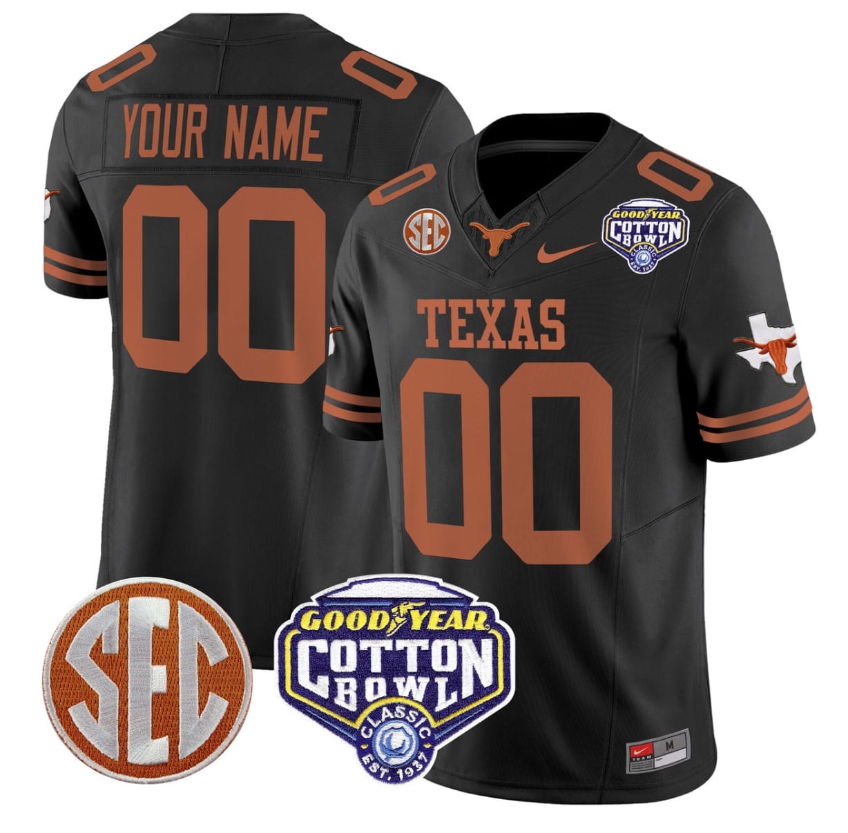 Custom Texas Longhorns Jersey Name, Number Cotton Bowl Patch Alternate Football - Image 6