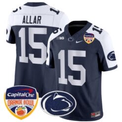 Alternative view of Drew Allar Jersey #15 Penn State Orange Bowl Patch Stitched Alternate Football