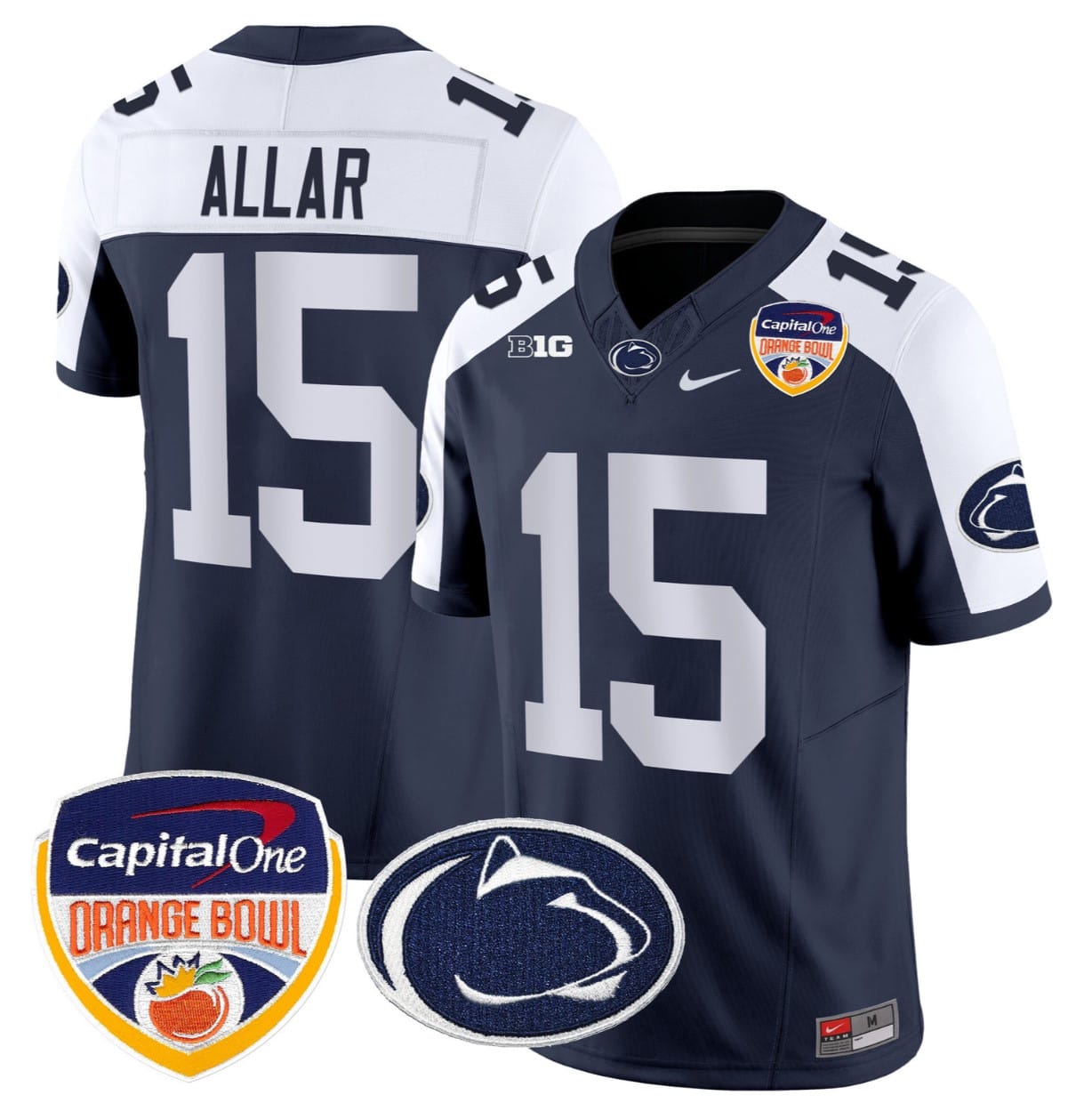 Drew Allar Jersey #15 Penn State Orange Bowl Patch Stitched Alternate Football - Image 2
