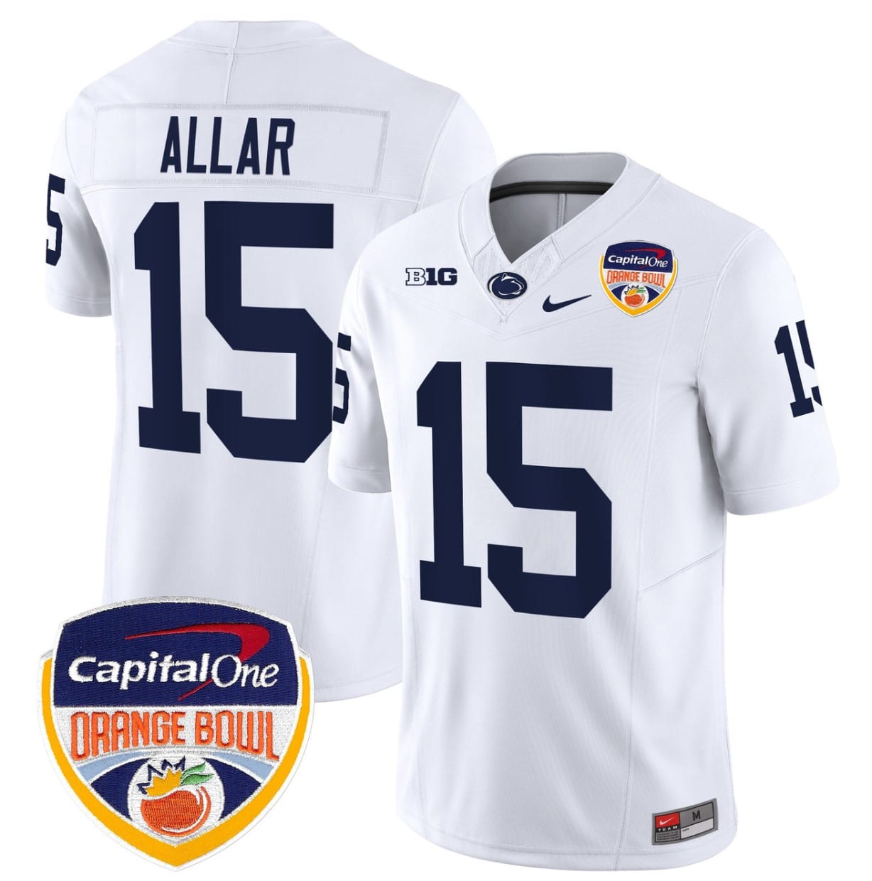Drew Allar Jersey #15 Penn State Orange Bowl Patch Stitched Alternate Football - Image 3