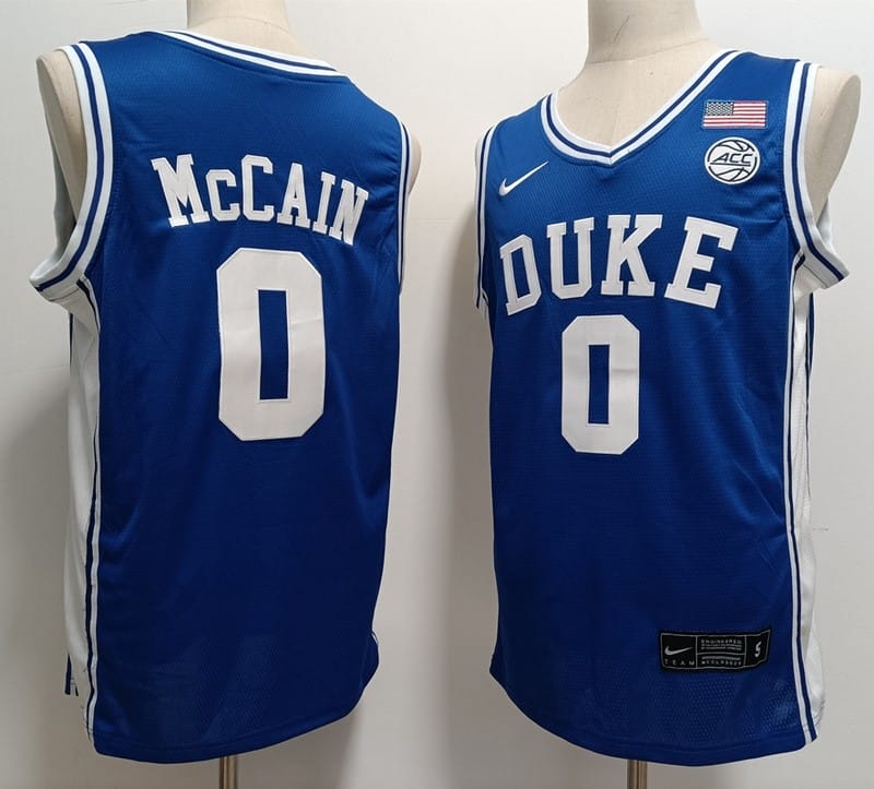 Duke Blue Devils #0 Mccain Jersey College Basketball Stiched Blue White