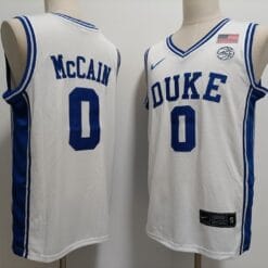 Duke Blue Devils #0 Mccain Jersey College Basketball Stiched White