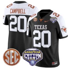 Earl Campbell Jersey #20 Texas Longhorns Cotton Bowl Patch Alternate Football