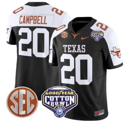 Earl Campbell Jersey #20 Texas Longhorns Cotton Bowl Patch Alternate Football