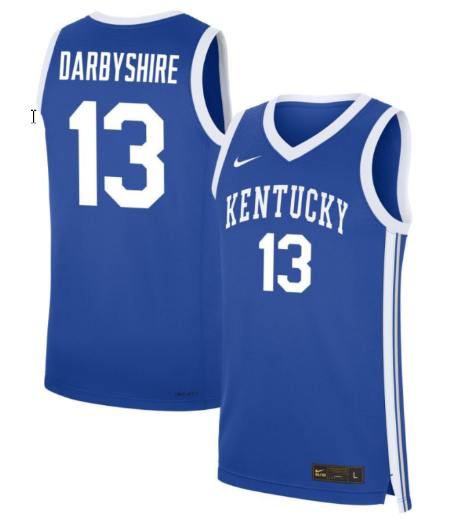 Grant Darbyshire Jersey #13 Kentucky Wildcats NIL Basketball Royal