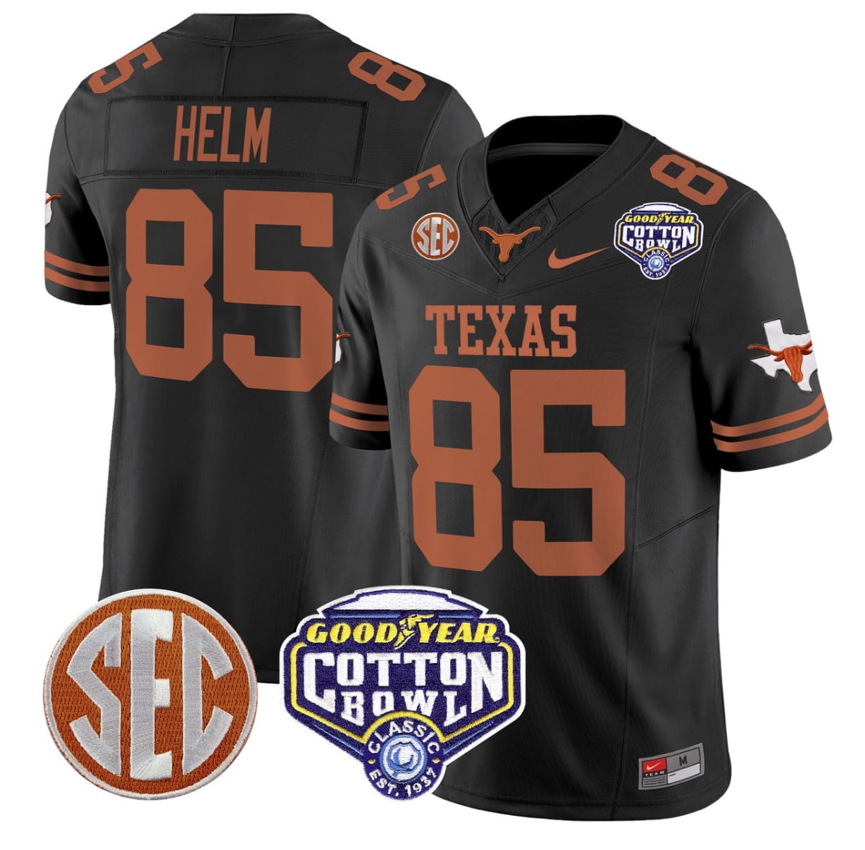 Gunnar Helm Jersey #85 Texas Longhorns Cotton Bowl Patch Alternate Football - Image 5
