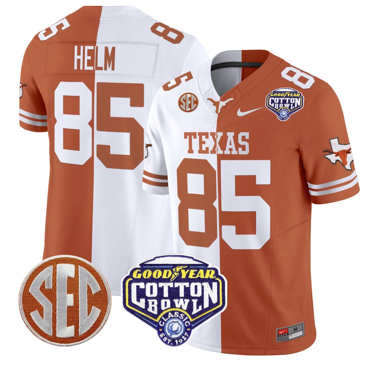 Gunnar Helm Jersey #85 Texas Longhorns Cotton Bowl Patch Alternate Football - Image 4