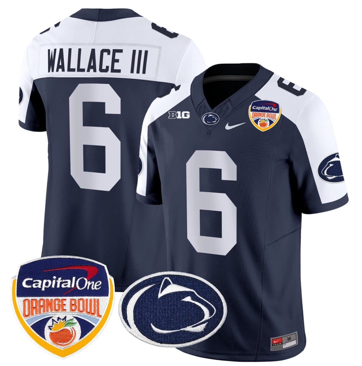 Harrison Wallace III Jersey #6 Penn State Orange Bowl Patch Alternate Football - Image 2