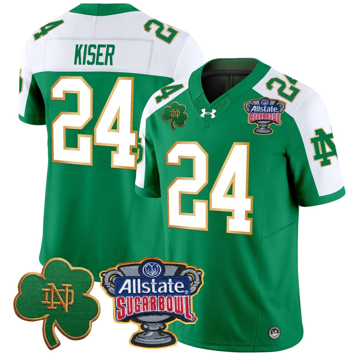 Jack Kiser Jersey #24 Notre Dame 2024 Sugar Bowl Patch V2 Stitched Alternatae Football All Stitched