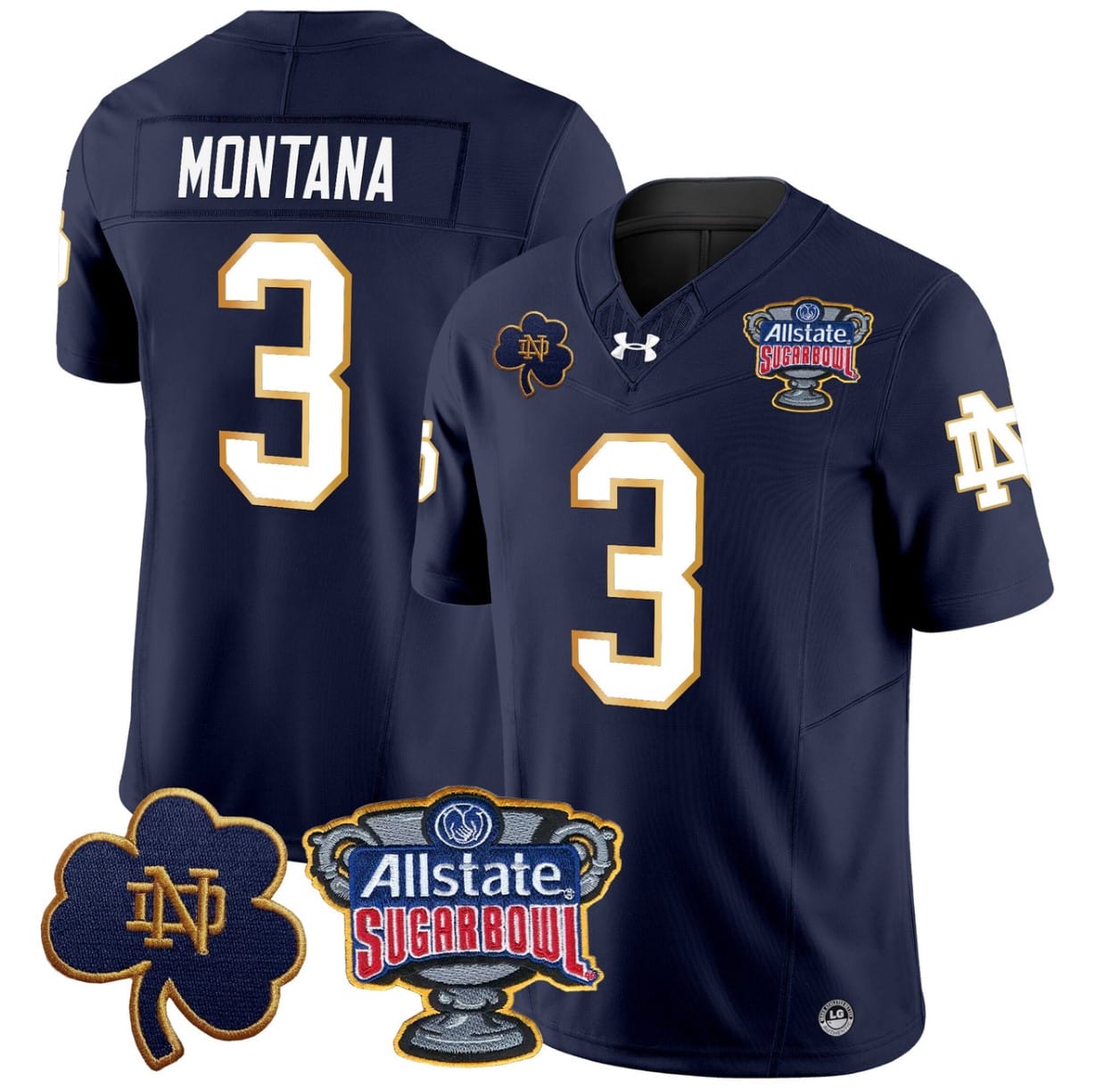 Joe Montana Jersey #3 Notre Dame 2024 Sugar Bowl Patch V2 Stitched Alternate Football All Stitched - Image 5