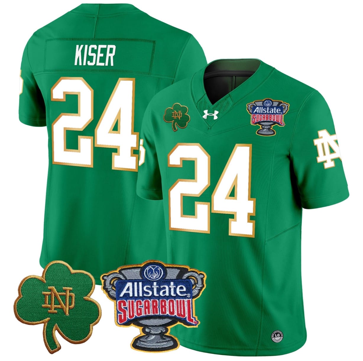 Jack Kiser Jersey #24 Notre Dame 2024 Sugar Bowl Patch V2 Stitched Alternatae Football All Stitched - Image 6