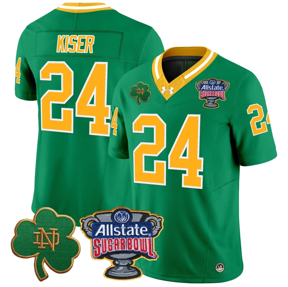 Jack Kiser Jersey #24 Notre Dame 2024 Sugar Bowl Patch V2 Stitched Alternatae Football All Stitched - Image 3