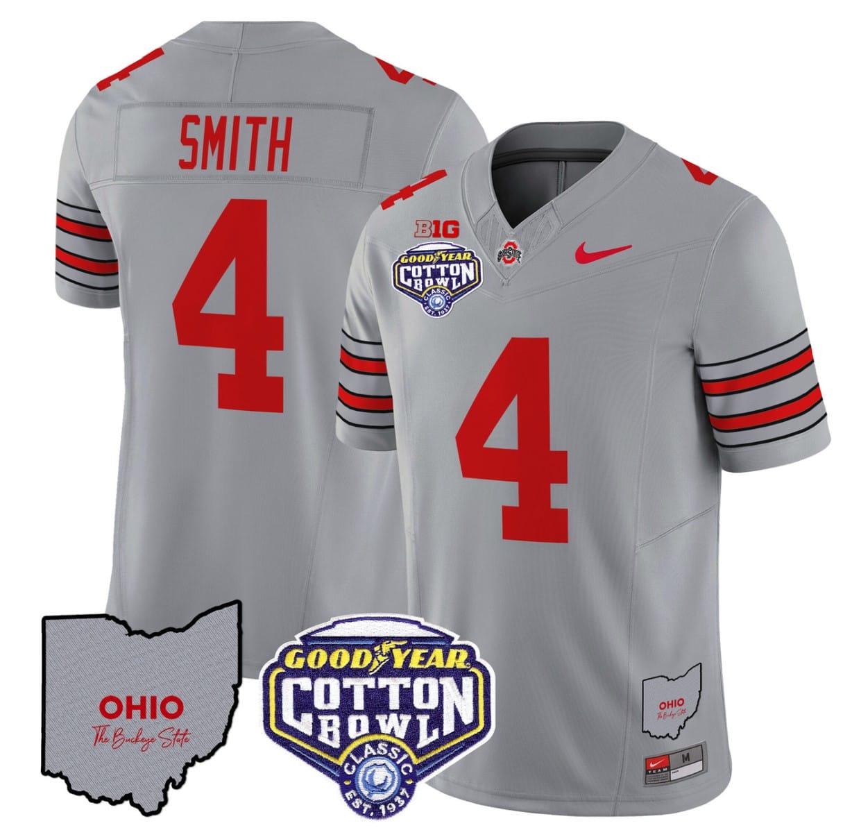 Jeremiah Smith Jersey #4 Ohio State Buckeyes Cotton Bowl Patch Stitched Football - Image 2