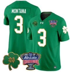 Alternative view of Joe Montana Jersey #3 Notre Dame 2024 Sugar Bowl Patch V2 Stitched Alternate Football All Stitched