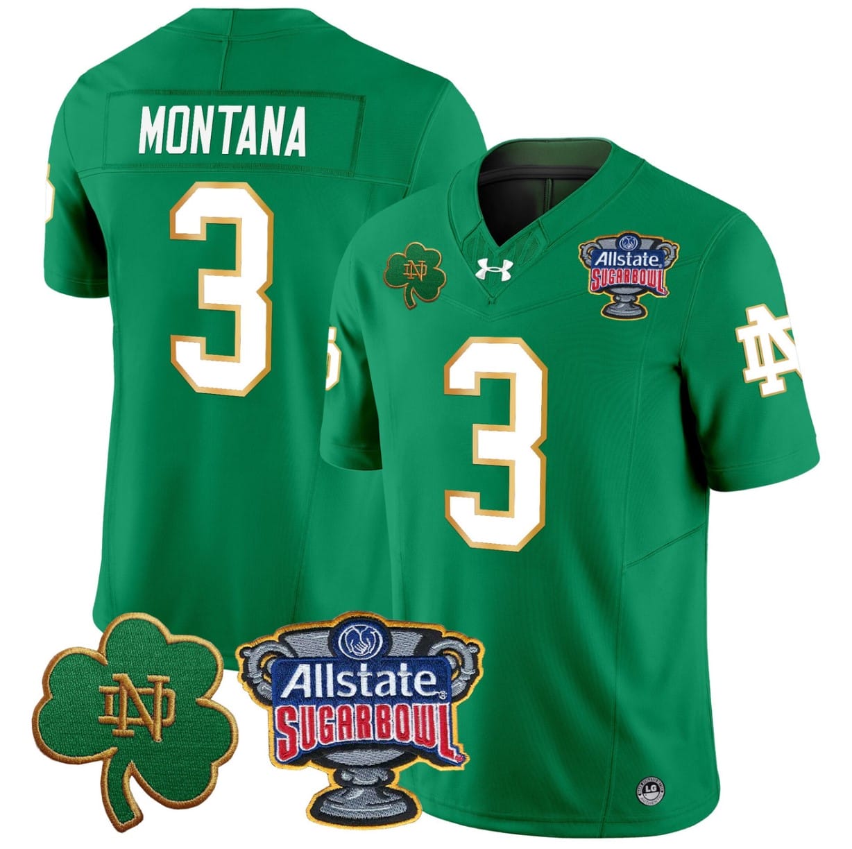 Joe Montana Jersey #3 Notre Dame 2024 Sugar Bowl Patch V2 Stitched Alternate Football All Stitched - Image 2