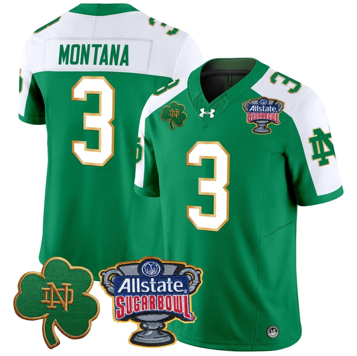 Joe Montana Jersey #3 Notre Dame 2024 Sugar Bowl Patch V2 Stitched Alternate Football All Stitched