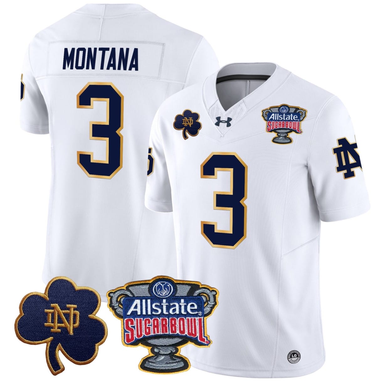 Joe Montana Jersey #3 Notre Dame 2024 Sugar Bowl Patch V2 Stitched Alternate Football All Stitched - Image 3