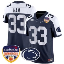 Alternative view of Jack Ham Jersey #33 Penn State Orange Bowl Patch Stitched Alternate Football