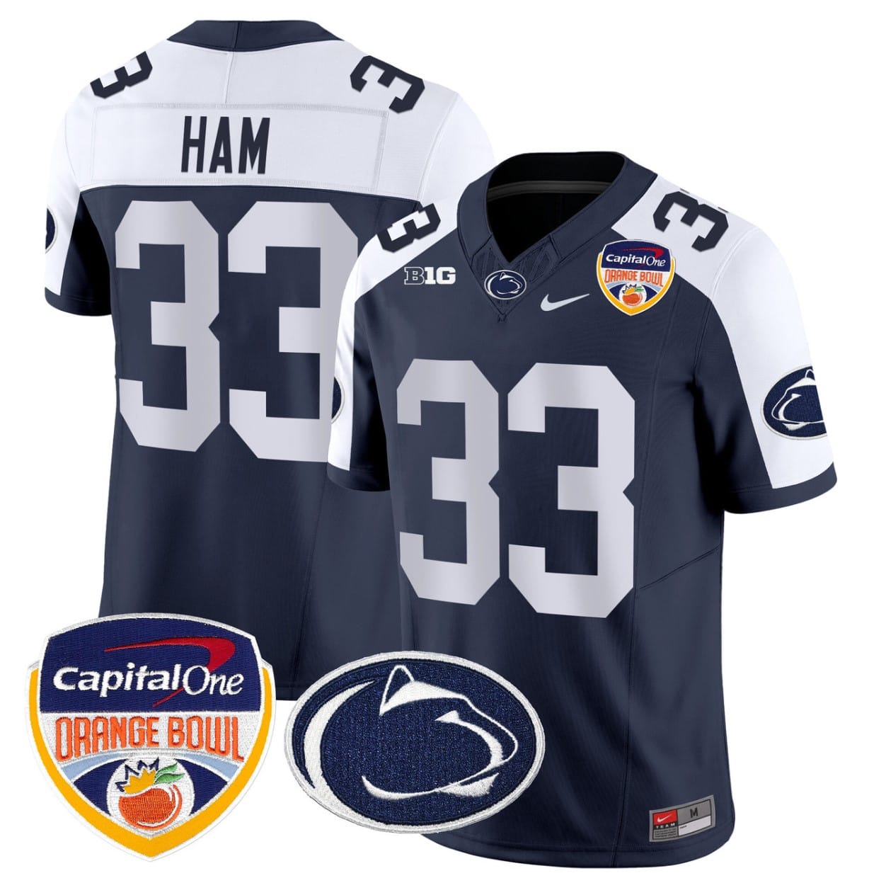 Jack Ham Jersey #33 Penn State Orange Bowl Patch Stitched Alternate Football - Image 2