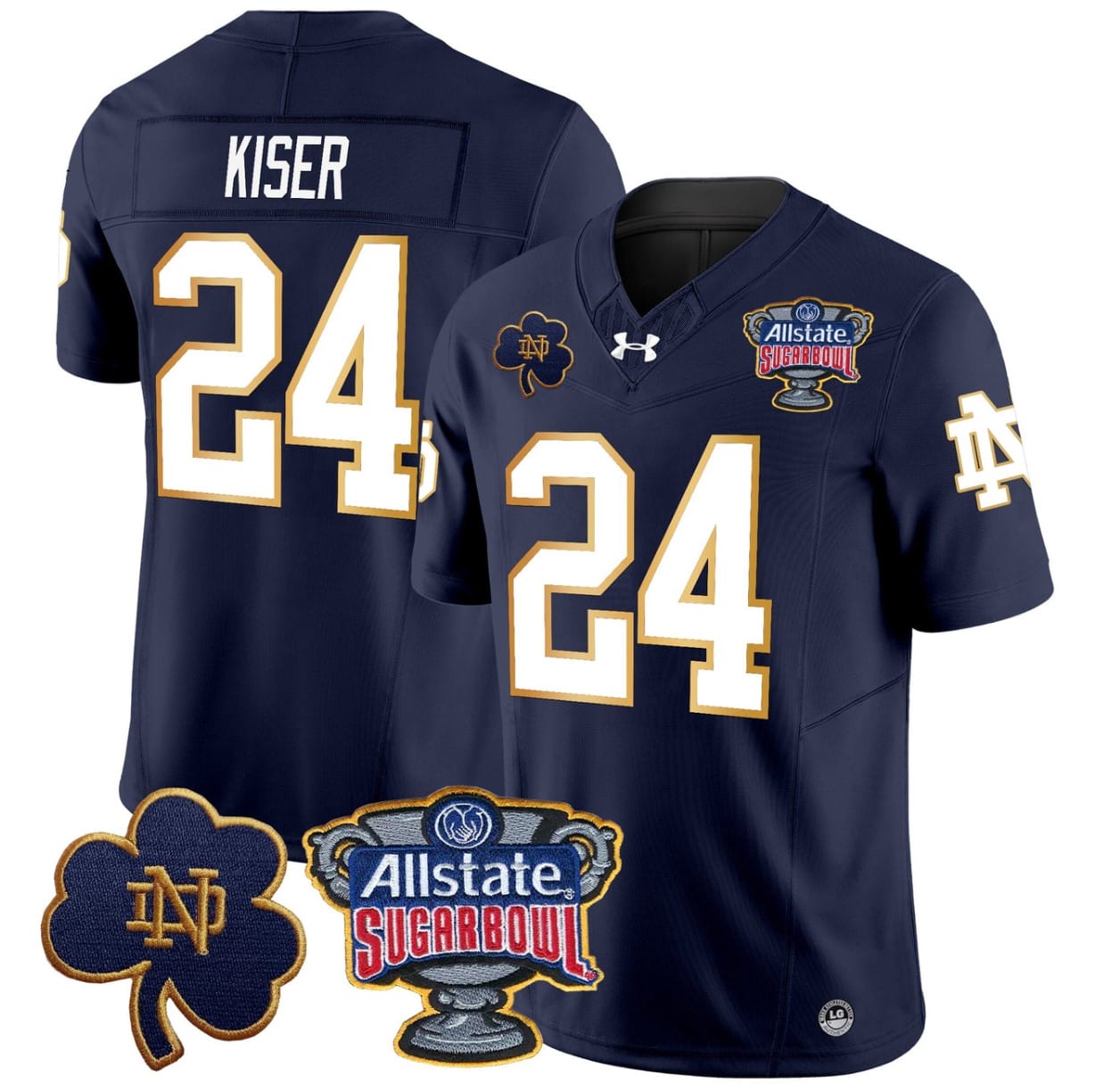 Jack Kiser Jersey #24 Notre Dame 2024 Sugar Bowl Patch V2 Stitched Alternatae Football All Stitched - Image 4