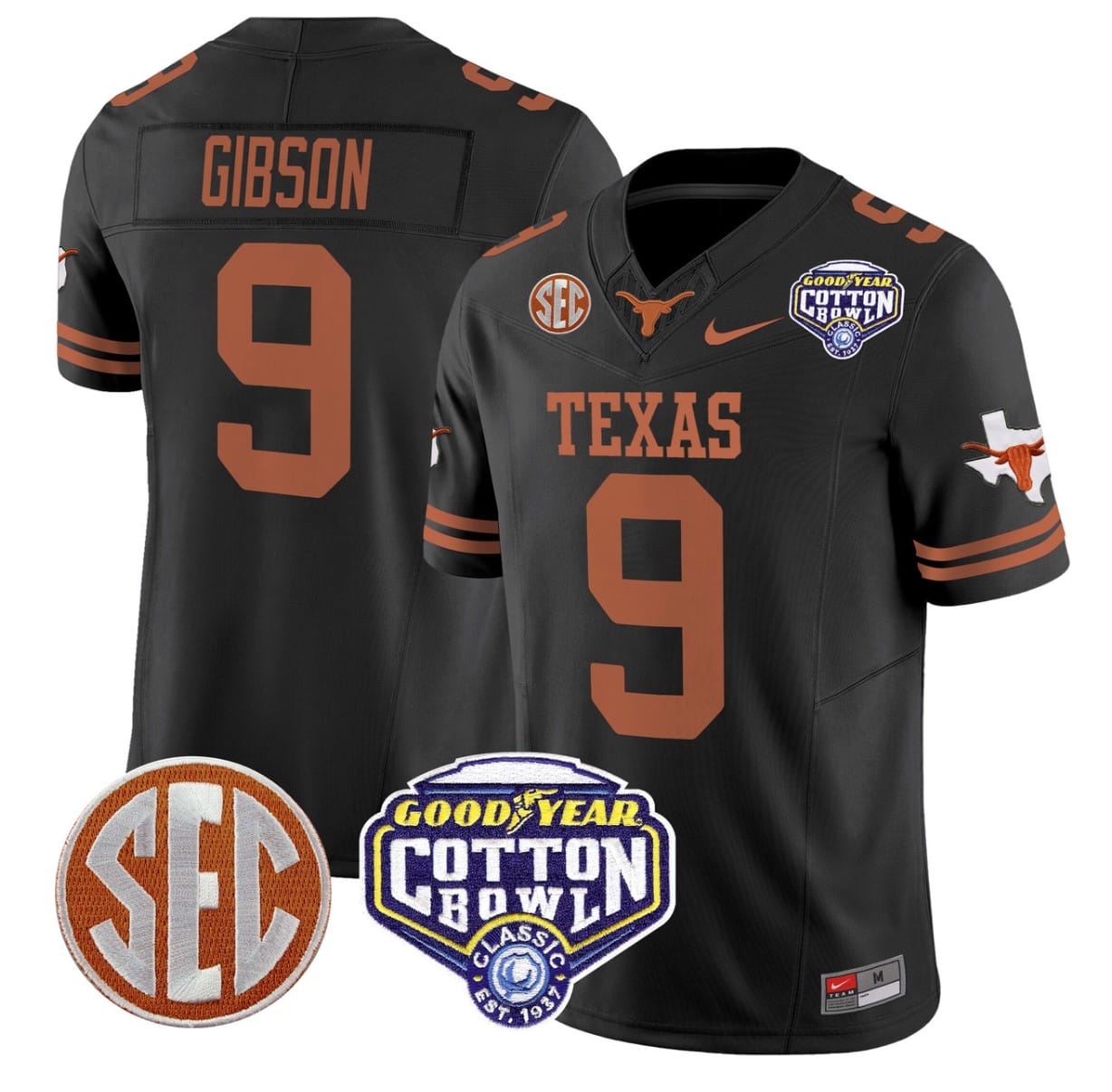 Jerrick Gibson Jersey #9 Texas Longhorns Cotton Bowl Patch Alternate Football - Image 5