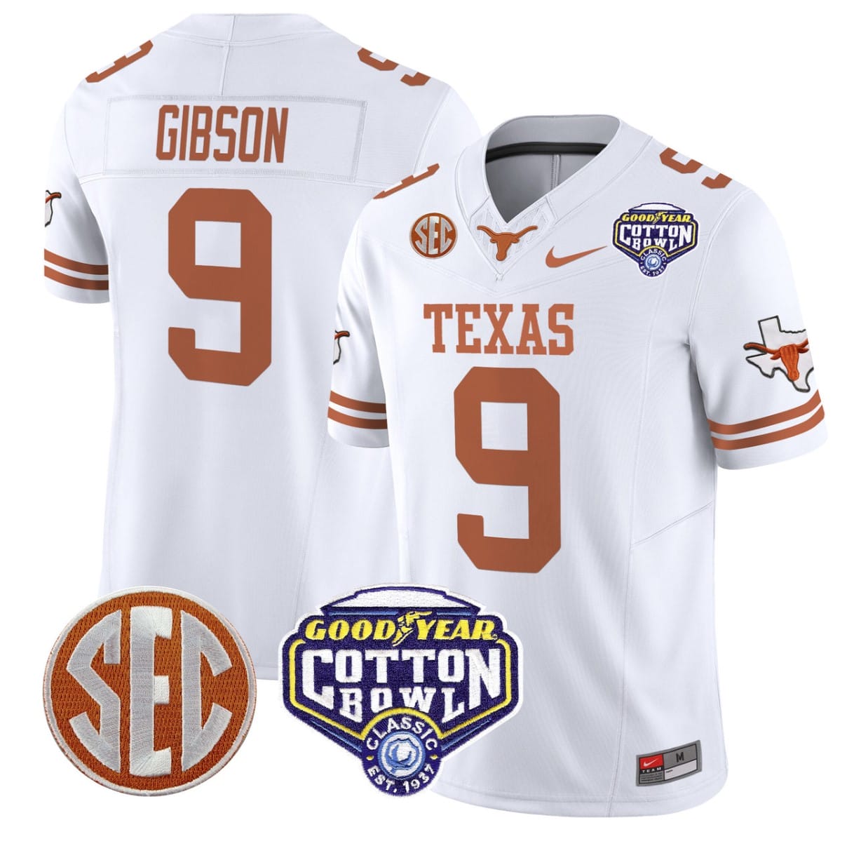 Jerrick Gibson Jersey #9 Texas Longhorns Cotton Bowl Patch Alternate Football - Image 2