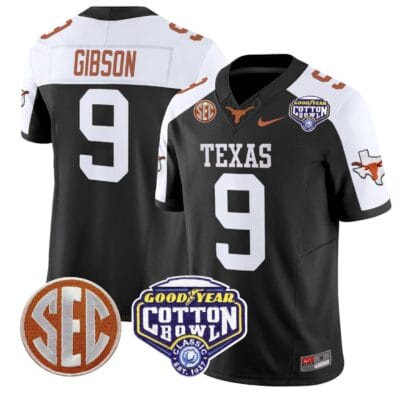 Jerrick Gibson Jersey #9 Texas Longhorns Cotton Bowl Patch Alternate Football