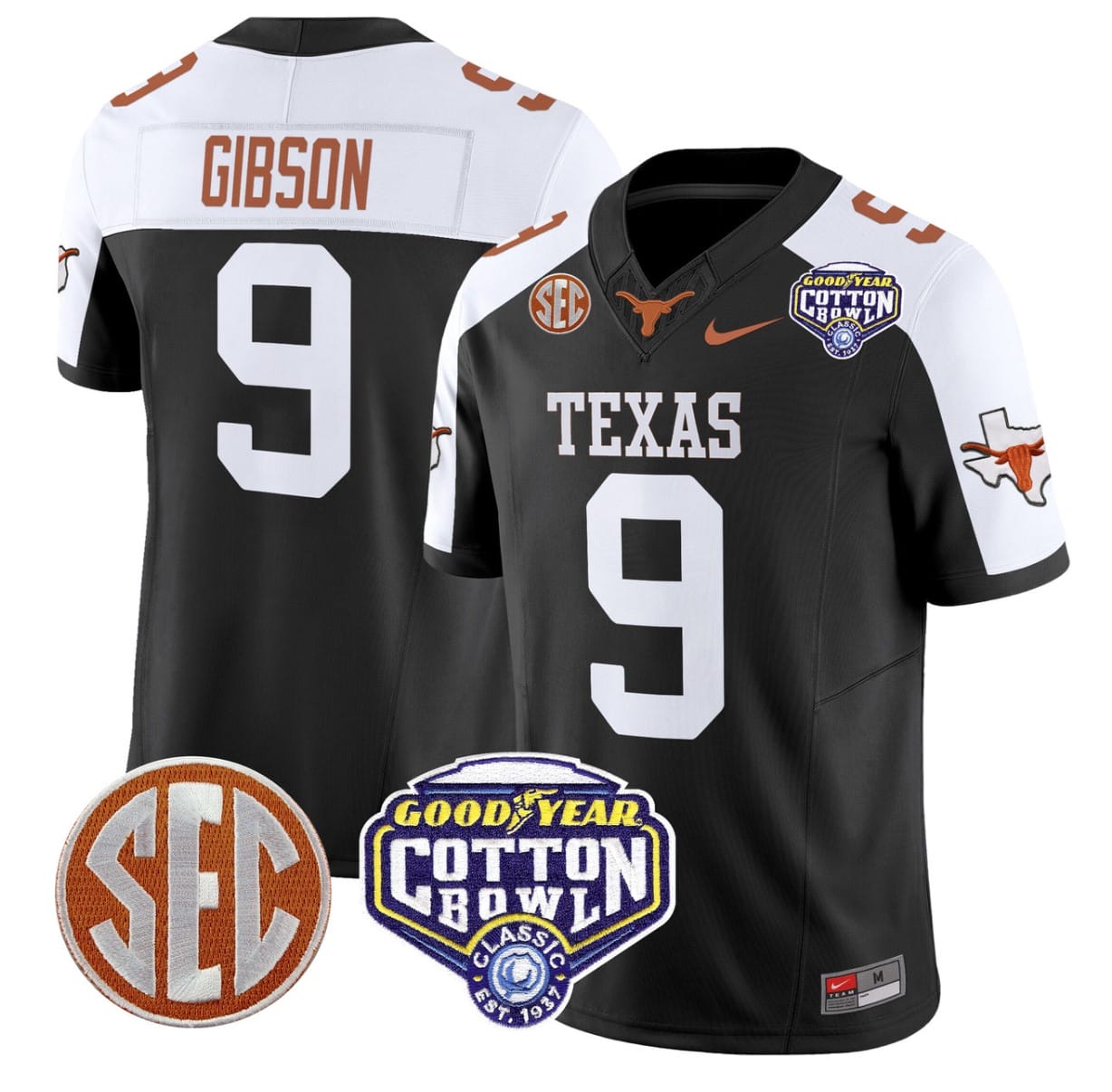 Jerrick Gibson Jersey #9 Texas Longhorns Cotton Bowl Patch Alternate Football