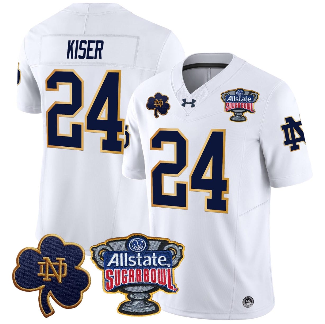 Jack Kiser Jersey #24 Notre Dame 2024 Sugar Bowl Patch V2 Stitched Alternatae Football All Stitched - Image 2