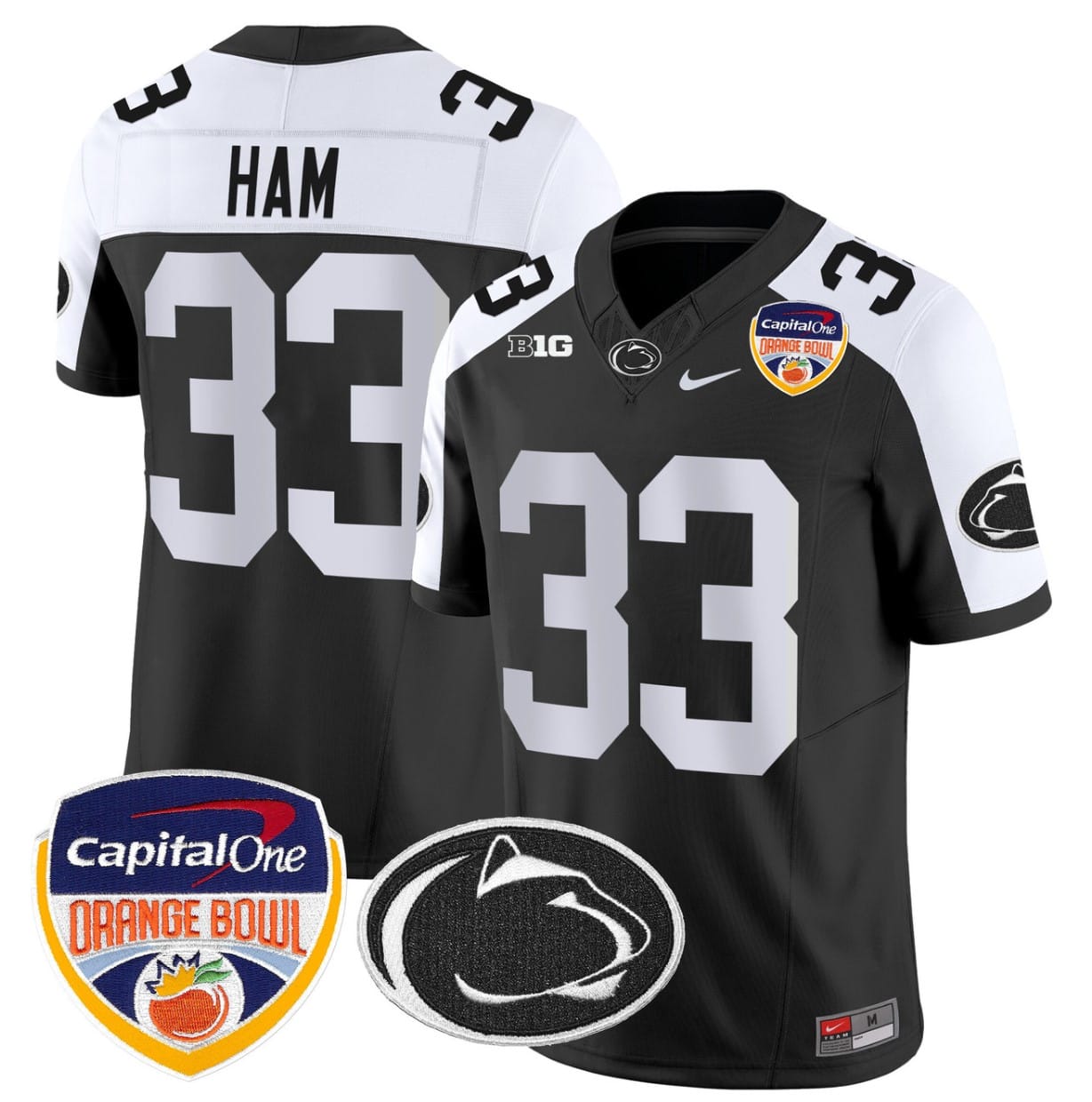 Jack Ham Jersey #33 Penn State Orange Bowl Patch Stitched Alternate Football