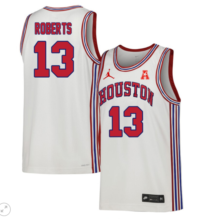JWan Roberts Jersey #13 Houston Cougars Basketball Stiched Throwback White
