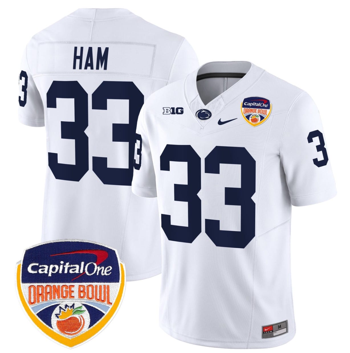 Jack Ham Jersey #33 Penn State Orange Bowl Patch Stitched Alternate Football - Image 3