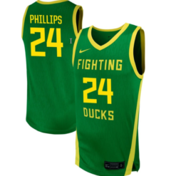 Jamari Phillips Jersey #24 Oregon Ducks NIL Basketball Green