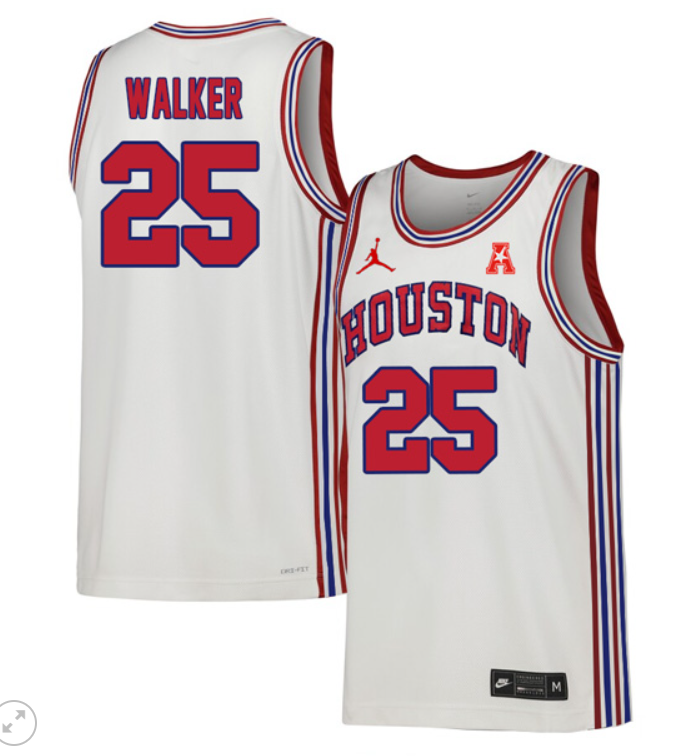 Jarace Walker Jersey #25 Houston Cougars College Basketball Stiched Throwback White